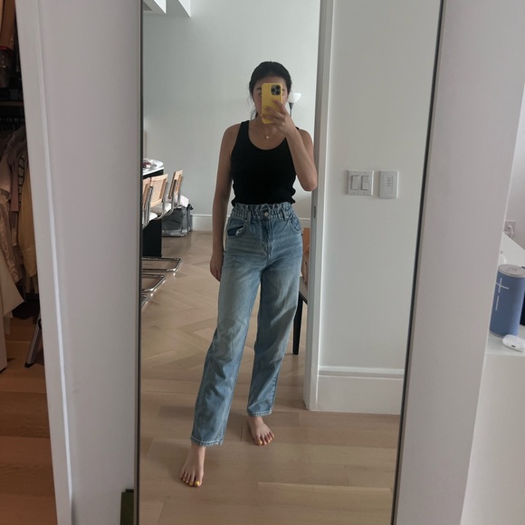 Maje Promesso Paperbag Waist Faded Jeans in Blue 34 - Picture 4 of 8